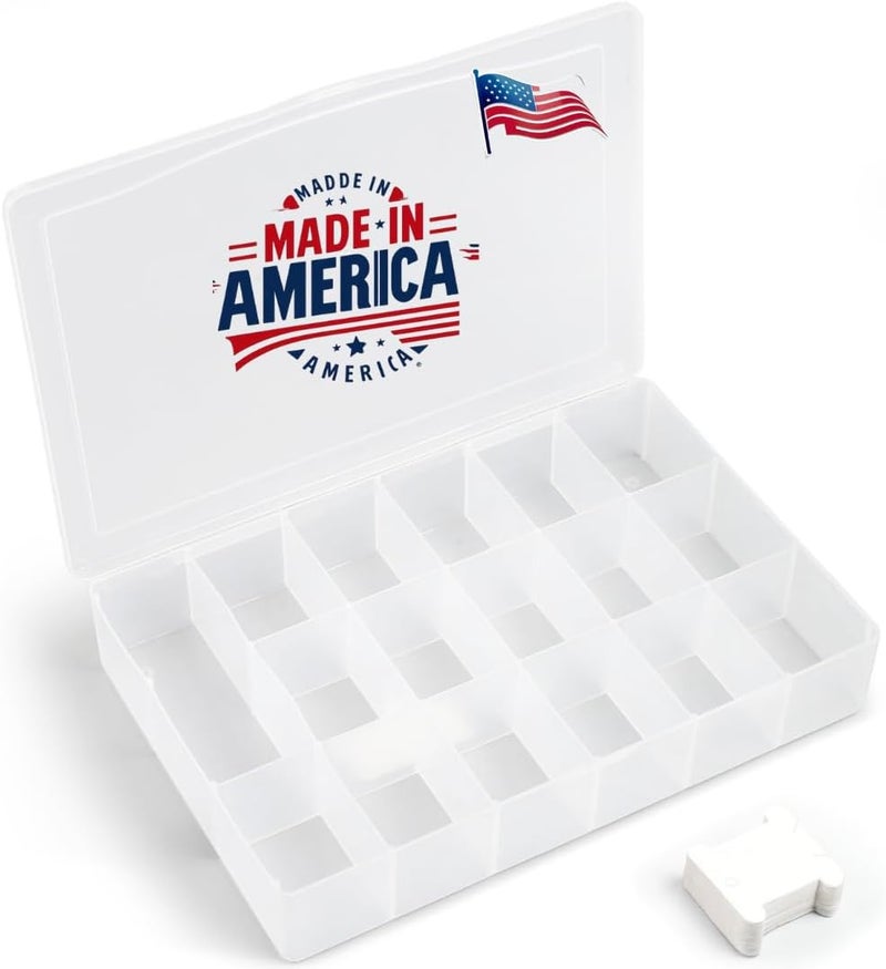BULK PARADISE Embroidery Floss Organizer Box with 50 Cardboard Bobbins - 17 Compartments Clear embroidery thread organizer box, Snap-Tight Clear Sewing Organizer - Jewelry Bead Holder (Made in USA) - Image 1