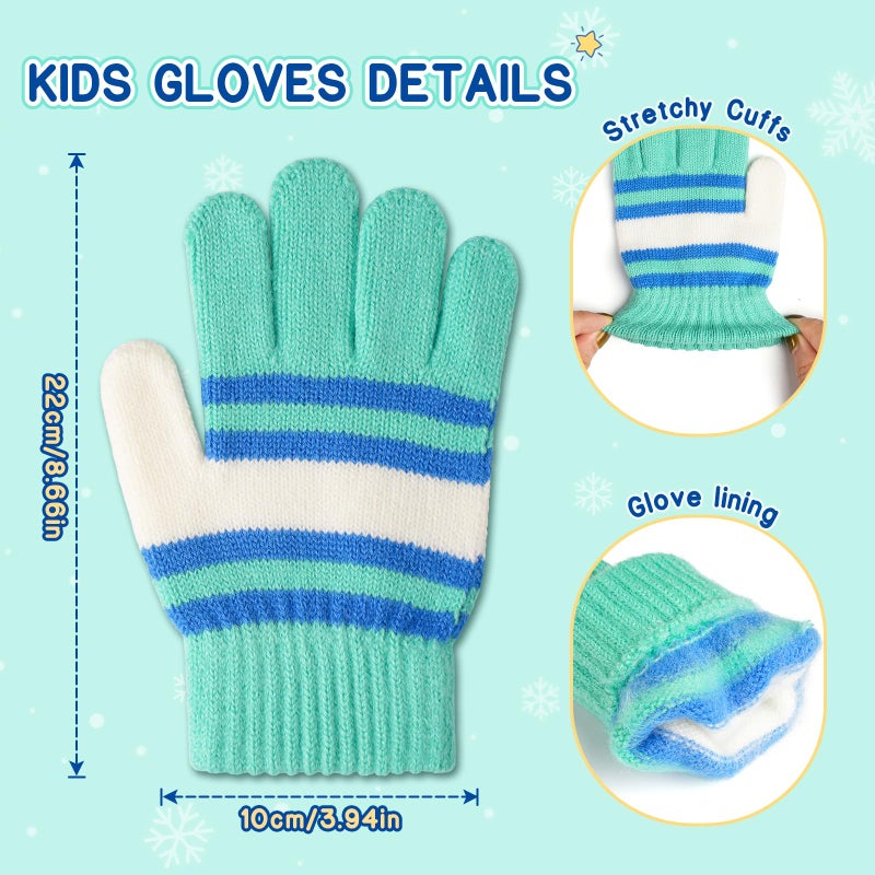 Bessteven Kids Winter Hat Gloves Scarf Set: Child Beanie Neck Warmer Glove with Thick Warm Fleece Lining for 6-10 Years Old Girls Boys Children Cold Weather School Commute - Teal - Image 4
