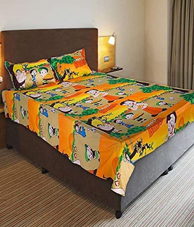 SUPER SOFT COTTON 100 CARTOON PRINTED KIDS BEDSHEET WITH TWO PILLOW COVERS DOUBLE BED