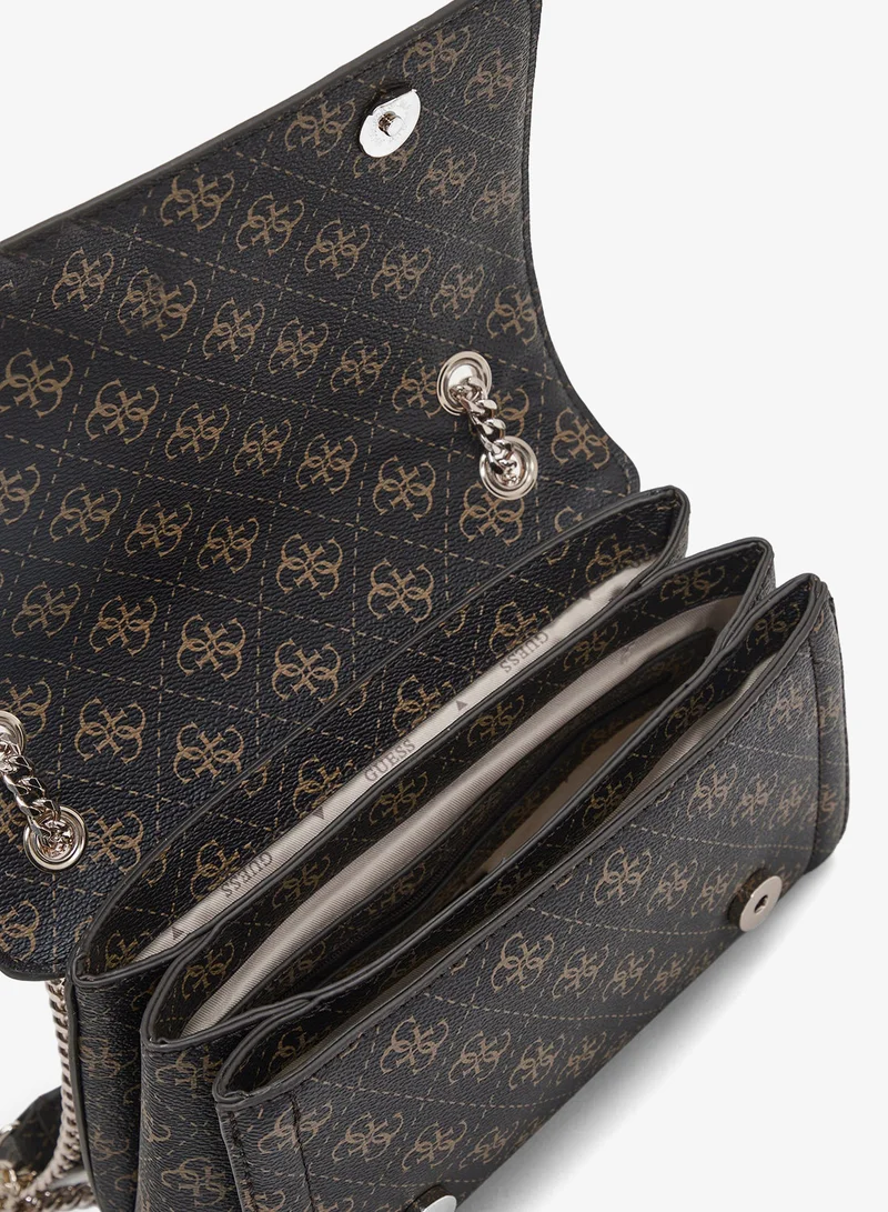 Guess Brown Logo Noelle Logo Detail Zip Through Crossbody for Women | Best Price UAE