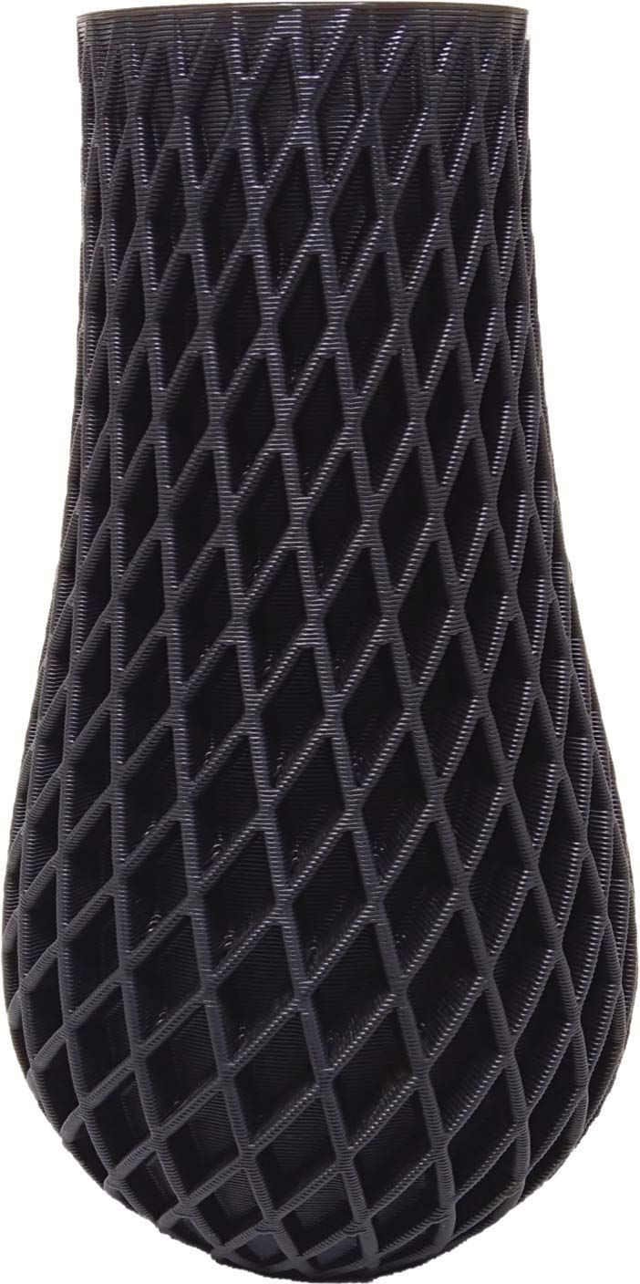 CERO 3D Printed Flower Vase 04 (Black PLA Plastic) - Image 1