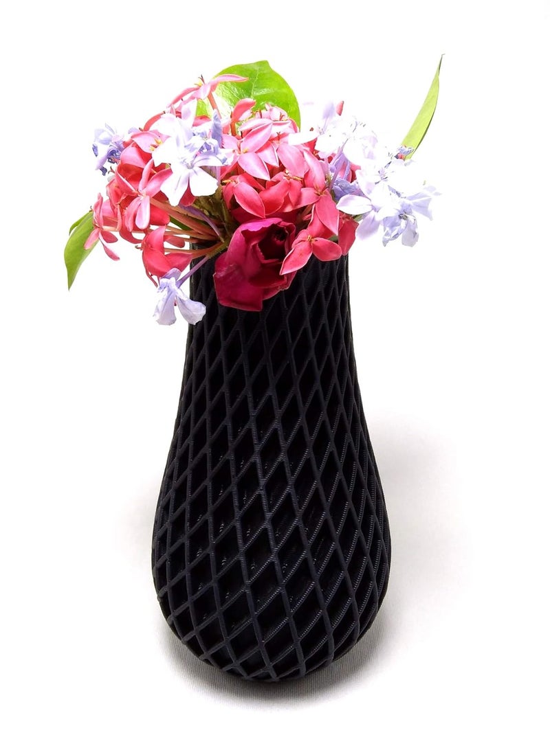 CERO 3D Printed Flower Vase 04 (Black PLA Plastic) - Image 2