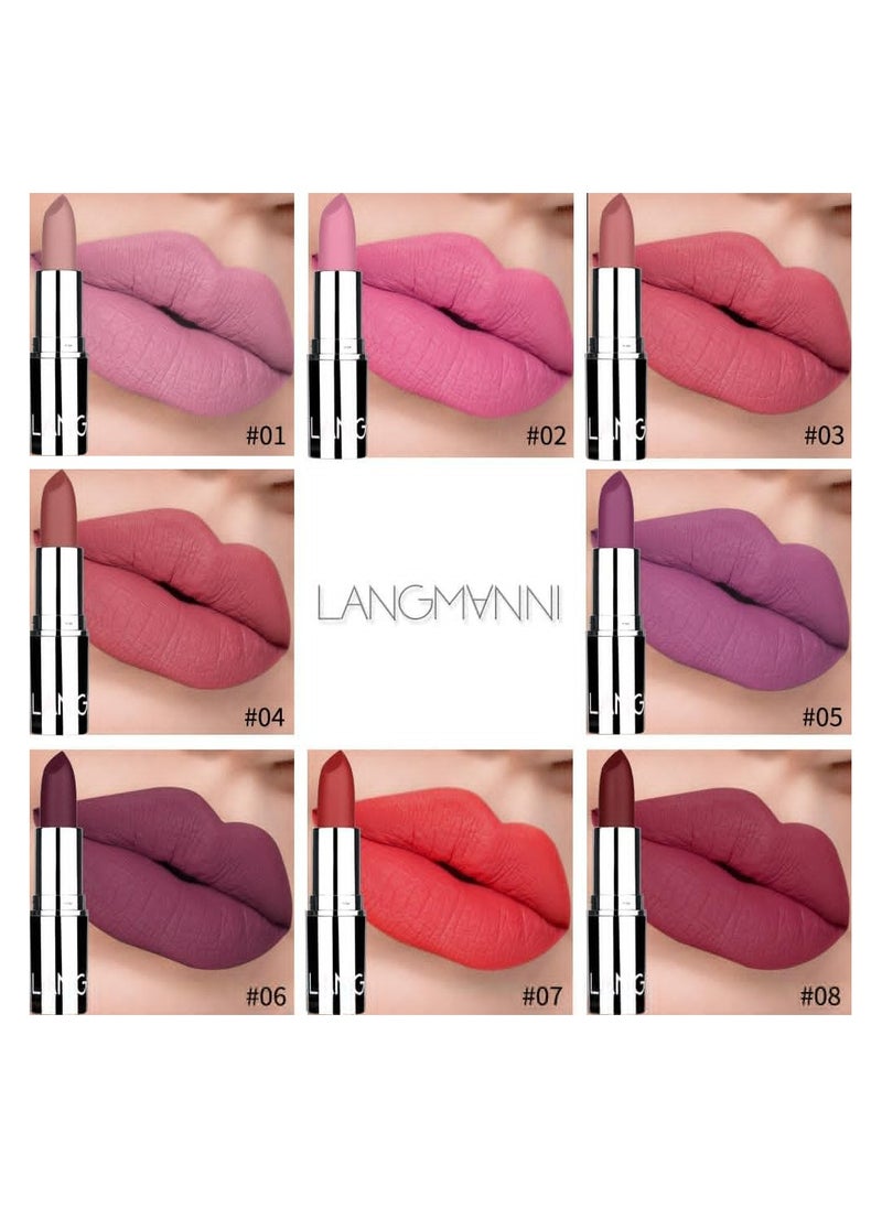 LANGMANNI 8 Shades of Silver Matte Lipstick - No Cup Stain Lip Color (#01)  - Image 2
