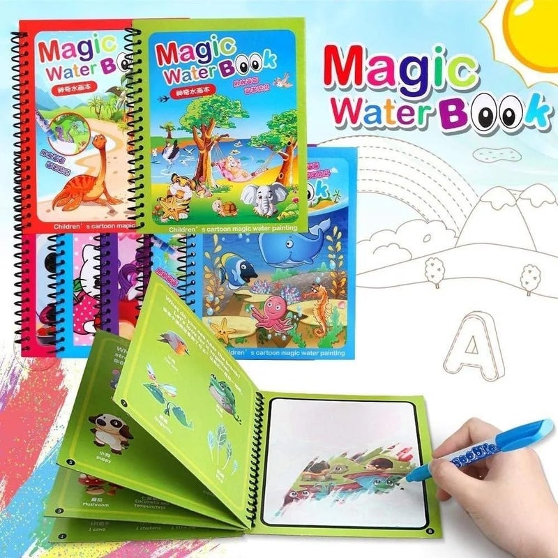 Funtique Magic Water Coloring Books for Kids with Water Pens 4 Pack Educational Drawing Books for Toddlers 210 Years - Image 2