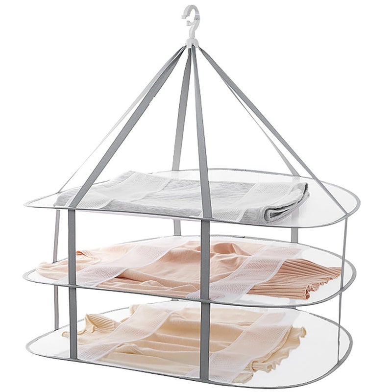 Foldable Hanging Mesh Dryer Sweater Drying Rack 3Tier Network Foldable Drying Basket Racks for SweaterToySocks Feather JacketOutdoor Indoor Potable 1