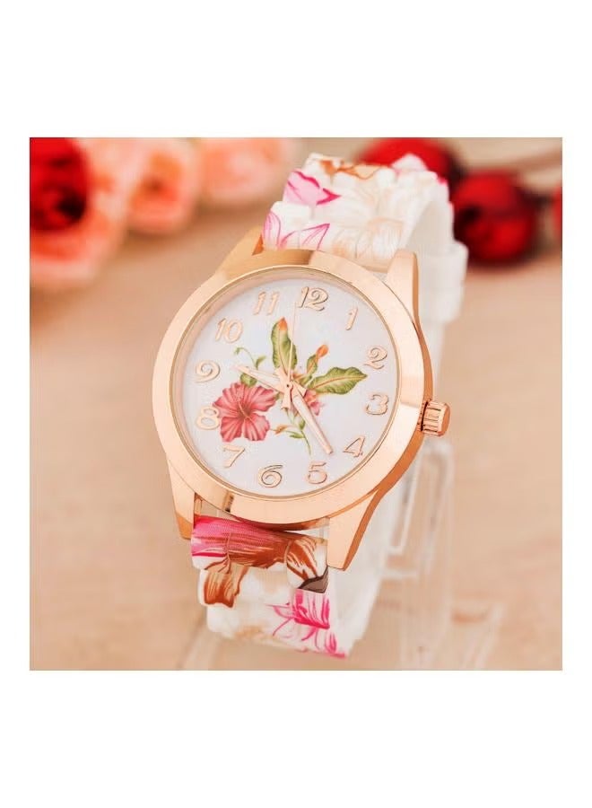 Women Floral Pattern Silicone Jelly Gel Quartz Analog Wrist Watch Silicone Watch Printed Elegant Flower Sapphire Crystal Watch Women's Quartz Watch For Ball Birthday Party - Image 2