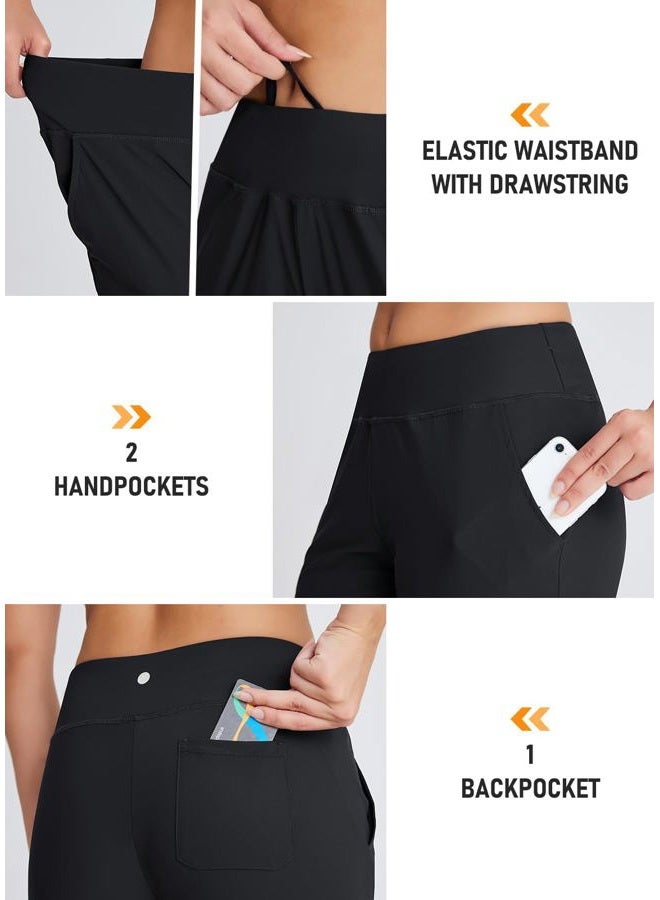 Emlovm Women's 18" Swim Capris Pants Modest Swimsuits for Ladies Long Swim Shorts with Pockets UPF50+ Lightweight, Black, M - Image 4