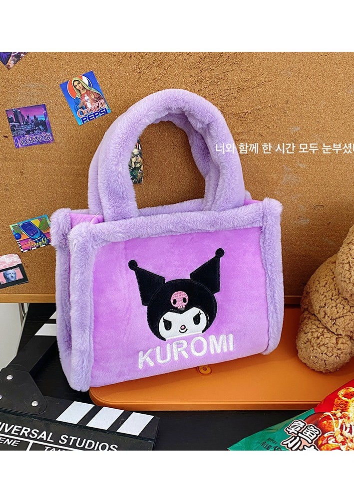 Sanrio New Purple Kuromi Plush Handbag Large Capacity Cartoon Bag  - Image 1
