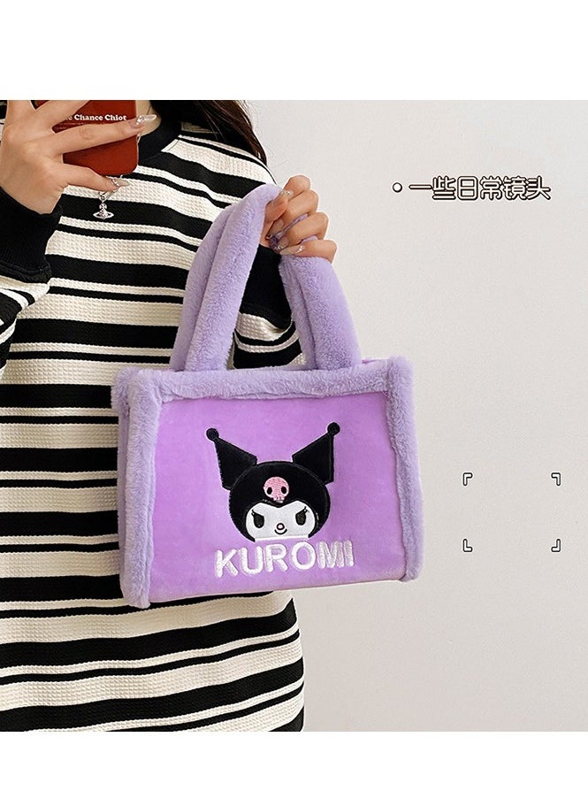 Sanrio New Purple Kuromi Plush Handbag Large Capacity Cartoon Bag  - Image 2
