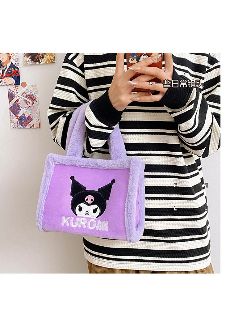 Sanrio New Purple Kuromi Plush Handbag Large Capacity Cartoon Bag  - Image 3