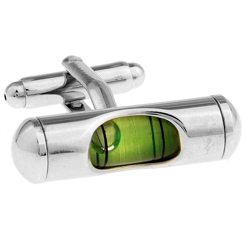 Vcufflinks 3D Spirit Level Cufflinks Tools Cuff Links Engineer (Green) - Image 1