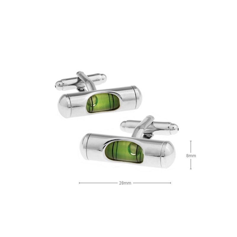 Vcufflinks 3D Spirit Level Cufflinks Tools Cuff Links Engineer (Green) - Image 2