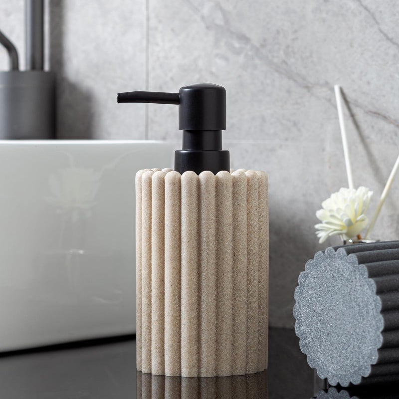 Haocoott Soap Dispensers 350mL 11.84 OZ, 2 PCS Luxurious Hand Dish Lotion Shampoo Soap Dispenser Jar, Natural Stone Look Soap Pump Bottles for Kitchen Bathroom Countertop (Beige) - Image 5