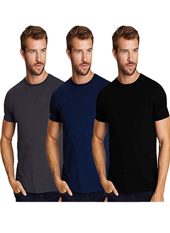 DICE Half sleeve round neck T-shirt, 3 pieces 