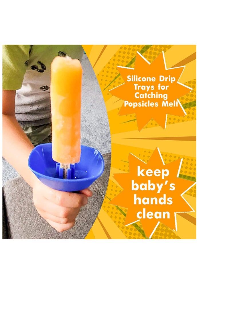 SYOSI 8 Pack Drip Free Popsicle Holder for Kids, Mess Free Frozen Treats Holder, Reusable Popsicle Holder with Straw - Image 4
