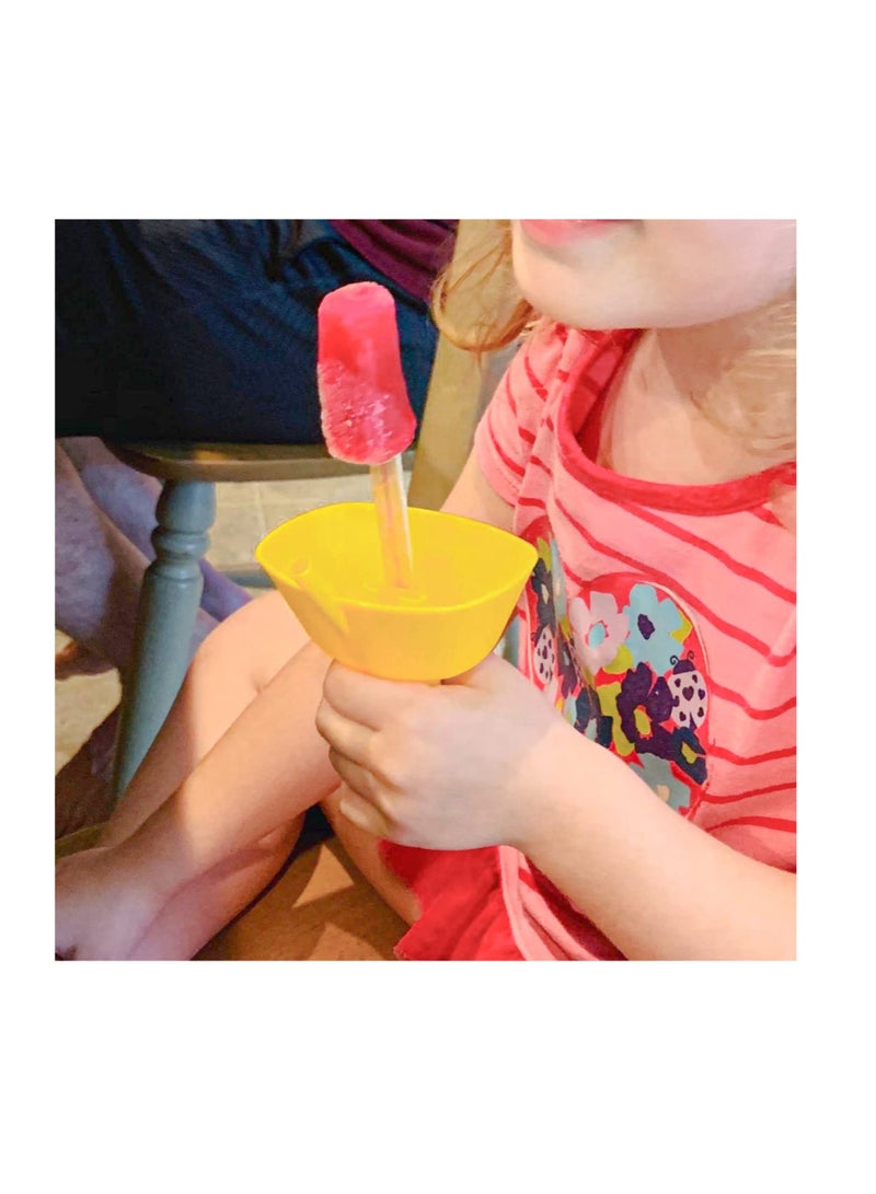SYOSI 8 Pack Drip Free Popsicle Holder for Kids, Mess Free Frozen Treats Holder, Reusable Popsicle Holder with Straw - Image 3