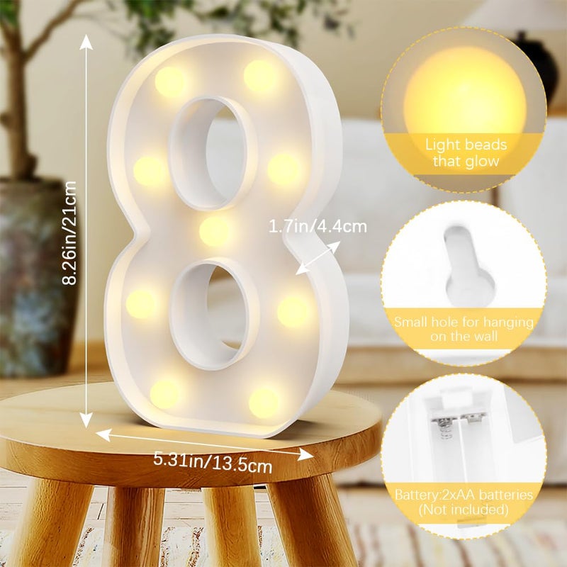 QWZify Marquee Light Up Numbers 8  Marquee Numbers  Led Light  Birthday Party Decorations  Lighting Decoration for Birthday  Christmas Living Room Decor  Led Decor  Decoraci?n de Cumpleaos - Image 2