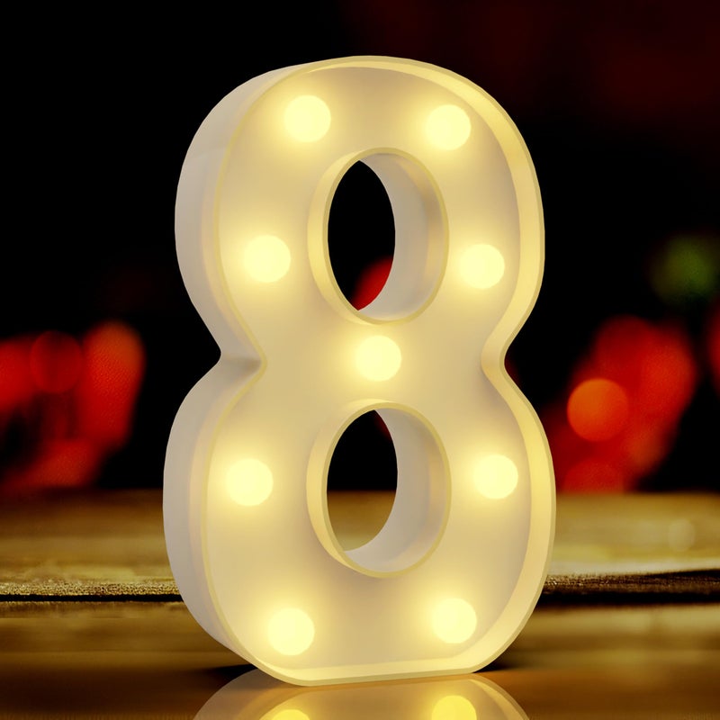 QWZify Marquee Light Up Numbers 8  Marquee Numbers  Led Light  Birthday Party Decorations  Lighting Decoration for Birthday  Christmas Living Room Decor  Led Decor  Decoraci?n de Cumpleaos - Image 1
