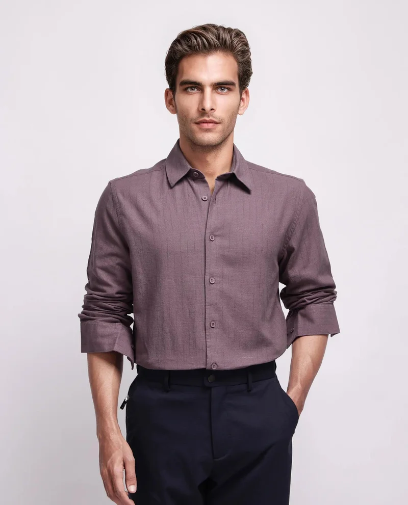 Rare Rabbit Men's Stripe Regular Fit Shirt