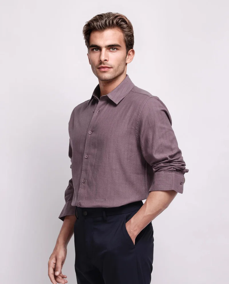 Rare Rabbit Men's Stripe Regular Fit Shirt