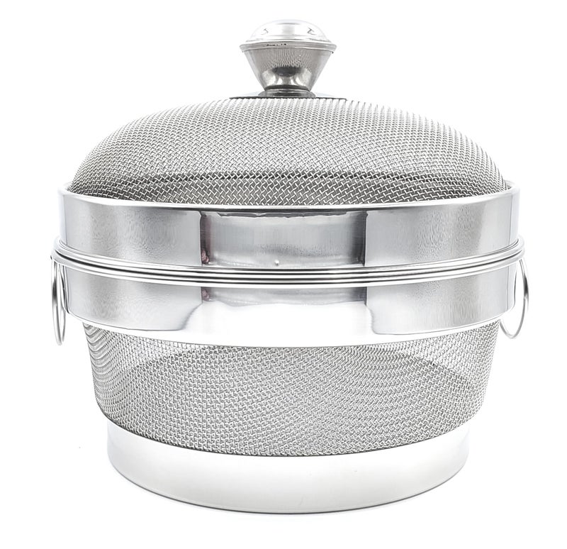 EVK®Fridge Basket Strainer with Mesh Cover for Kitchen | Stainless Steel 202 Grade | Multipurpose Basket | Fancy Handles | Easy to Carry | for Fruits & Vegetables (9 INCH) - Image 1