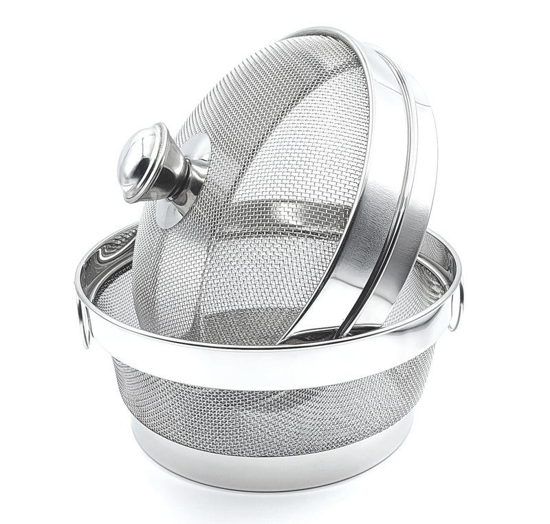 EVK®Fridge Basket Strainer with Mesh Cover for Kitchen | Stainless Steel 202 Grade | Multipurpose Basket | Fancy Handles | Easy to Carry | for Fruits & Vegetables (9 INCH) - Image 3