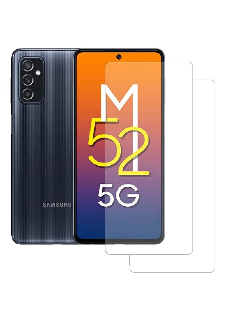 Super 2 Pieces Tempered Glass Screen Protector Clear Designed For Samsung Galaxy M52 Full Screen Coverage And Bubble Free - Image 1
