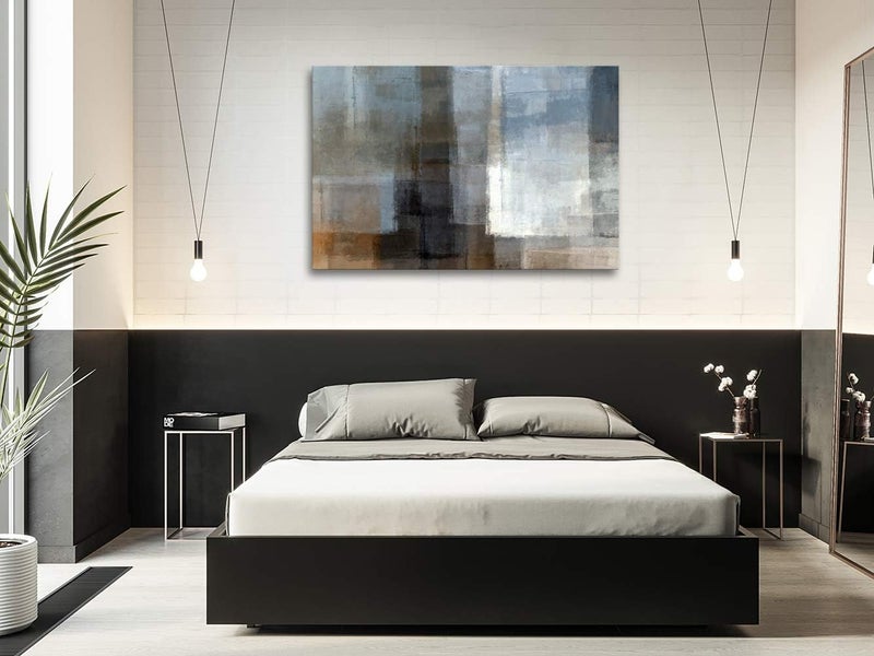 Muolunna A62269 Canvas Prints Abstract Wall Art Print Paintings Grey and Brown Home Decor Stretched and Framed Ready to Hang for Living Room Bedroom and Office Home Kitchen Artwork 24x36inch - Image 2