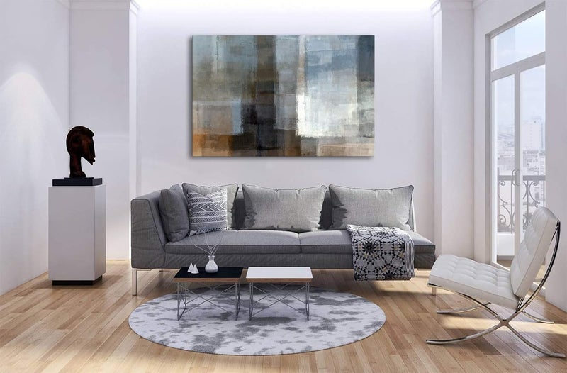 Muolunna A62269 Canvas Prints Abstract Wall Art Print Paintings Grey and Brown Home Decor Stretched and Framed Ready to Hang for Living Room Bedroom and Office Home Kitchen Artwork 24x36inch - Image 4