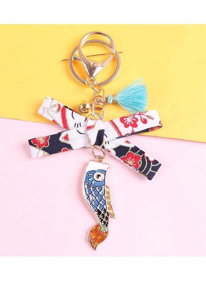 Japanese Koinobori Carp Flag Keychain, Colorful Enamel Charm, Durable Metal Key Ring, Traditional Design, Perfect for Celebrating Children's Day, Ideal Gift for Kids, Stylish and Functional Accessor - Image 1
