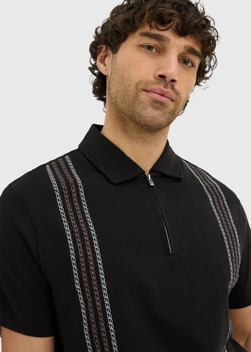 Matalan Black Chain Smart Polo Shirt