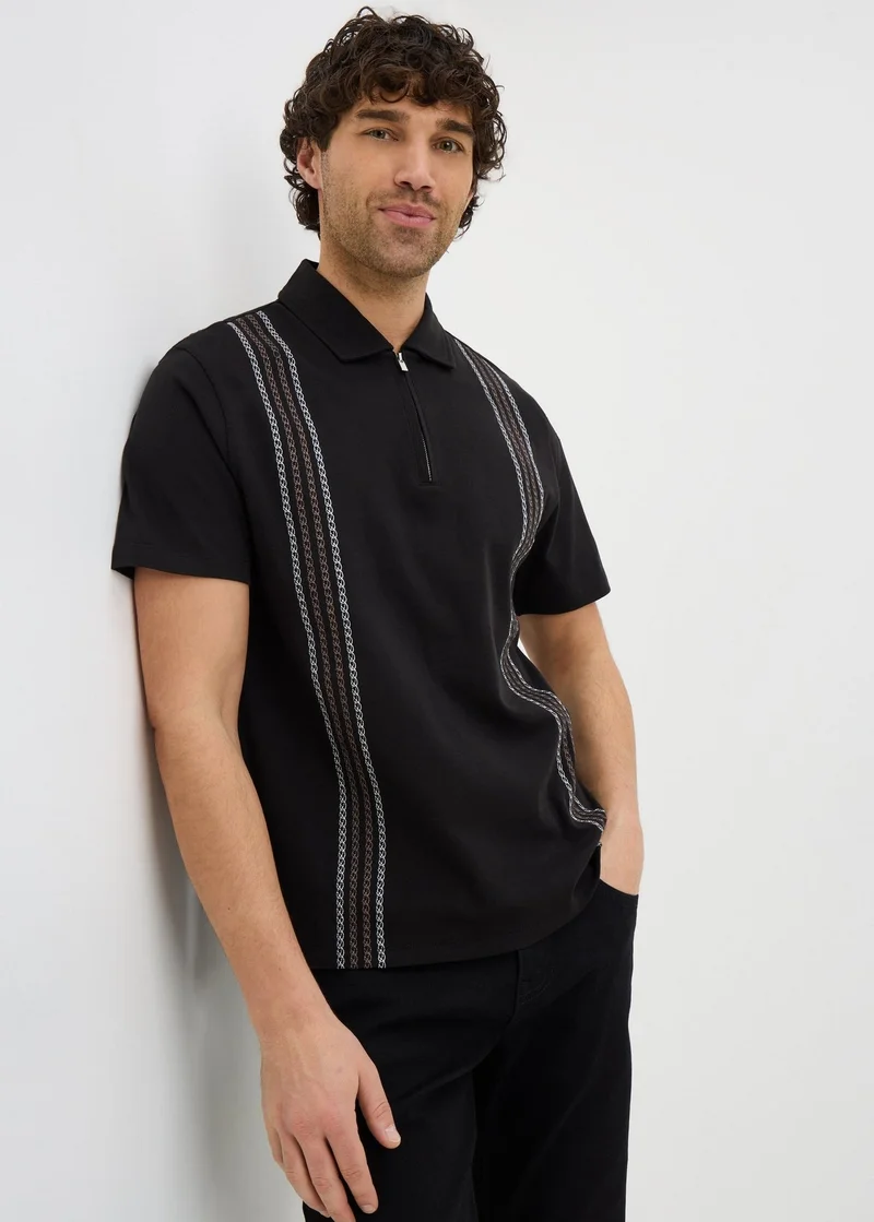 Matalan Black Chain Smart Polo Shirt