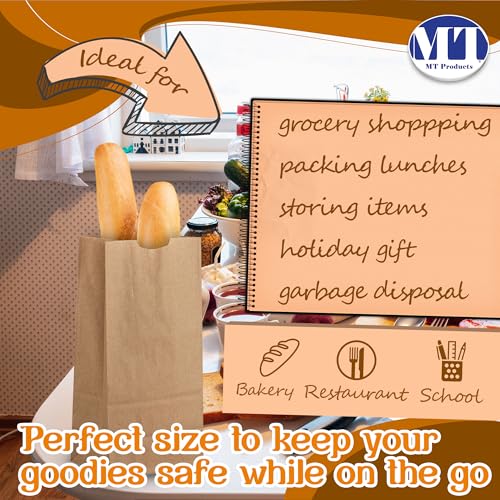 MT Products أكياس ورقية بنية من MT Products 8 رطل - أكياس غداء ورقية قابلة للتصرف مثالية للتسوق - عبوة من 100 - Image 5