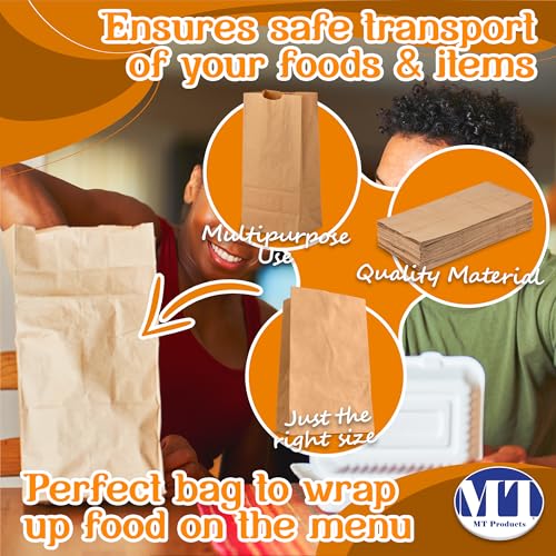 MT Products أكياس ورقية بنية من MT Products 8 رطل - أكياس غداء ورقية قابلة للتصرف مثالية للتسوق - عبوة من 100 - Image 3