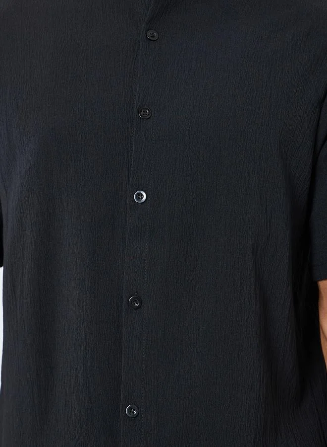 Take Two Black Men Solid Stand Collar Shirt and Shorts Co-Ords for Men | Best Price UAE