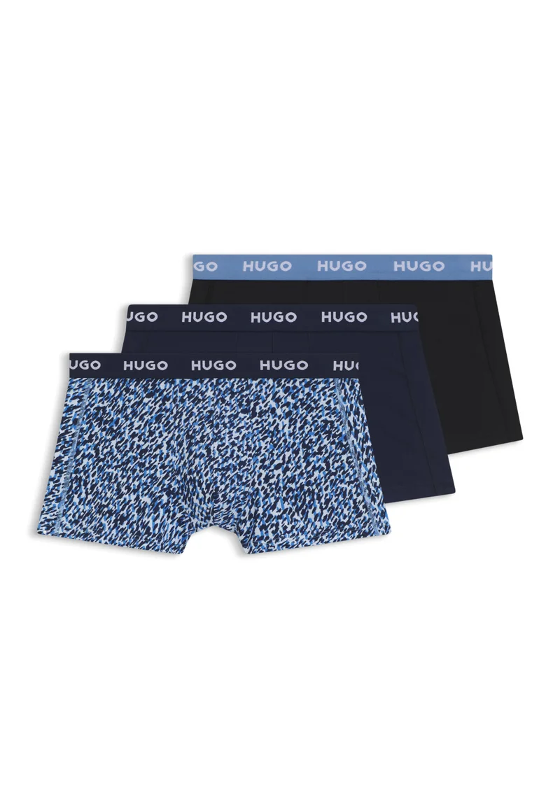 HUGO Three-pack of logo trunks in stretch cotton