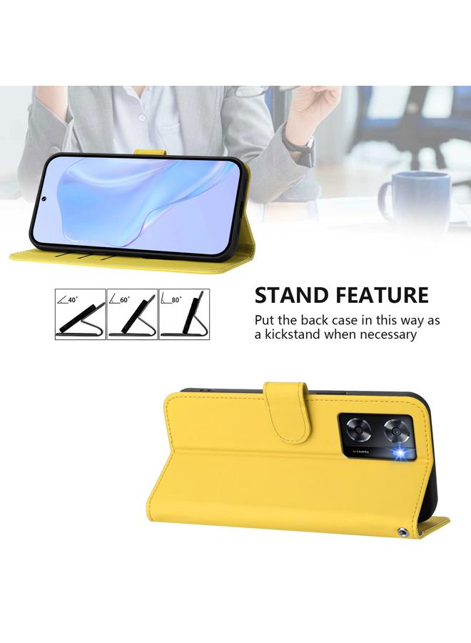 S-TOP Case For OPPO A57 4G Global Skin Feel Solid Color Leather Phone Case with Lanyard - Image 3