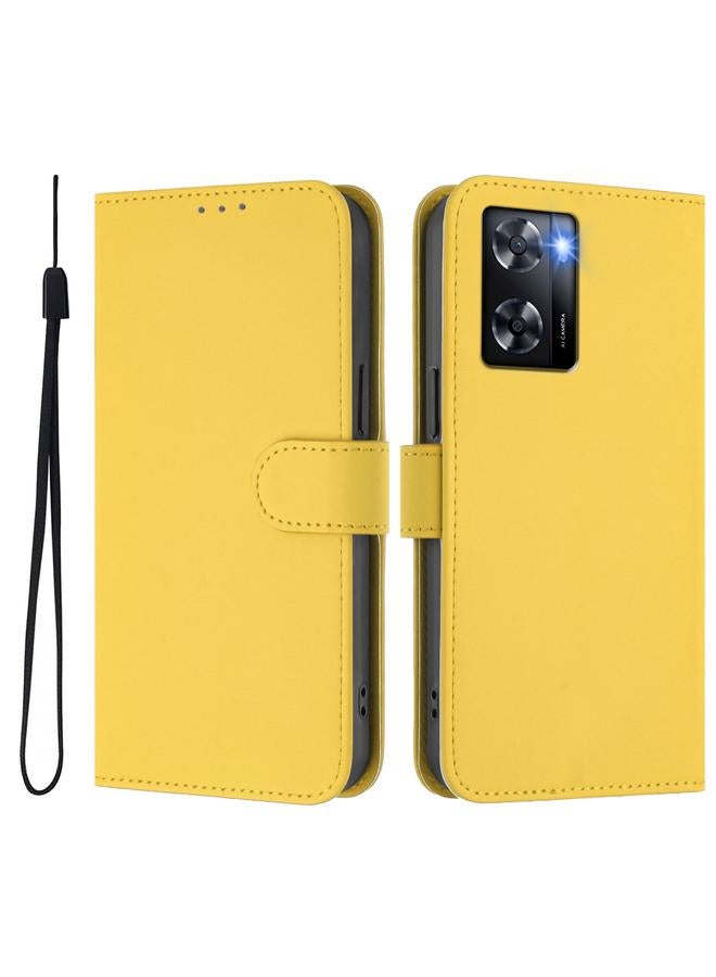 S-TOP Case For OPPO A57 4G Global Skin Feel Solid Color Leather Phone Case with Lanyard - Image 2
