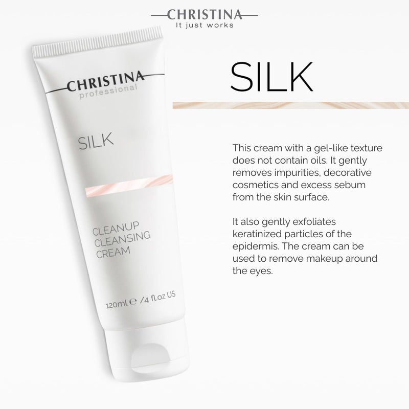 -CHRISTINA- Christina Silk CleanUp Cleansing Cream for Face | Oil-Free Gel Texture, Relieves Irritation, Moisturizing Effect, Suitable For Dry & Sensitive Skin | 24-Hour Care, Ideal for Face Makeup Removal 120ml - Image 2