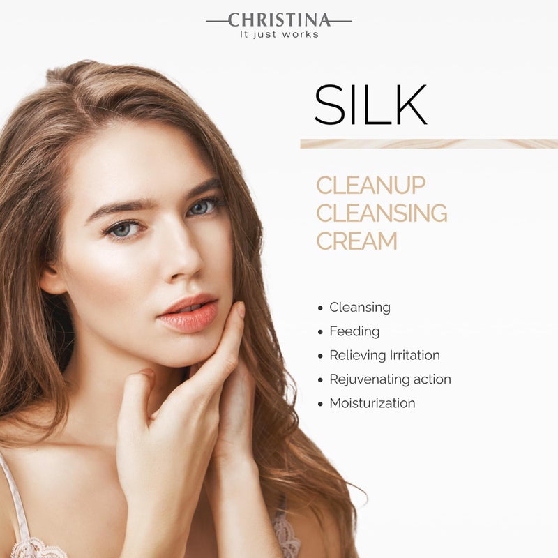 -CHRISTINA- Christina Silk CleanUp Cleansing Cream for Face | Oil-Free Gel Texture, Relieves Irritation, Moisturizing Effect, Suitable For Dry & Sensitive Skin | 24-Hour Care, Ideal for Face Makeup Removal 120ml - Image 4