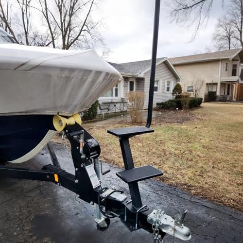 OUTPRIZE Boat Trailer Step, Heavy Duty Steel 2 Steps Ladder for Boat Trailer Tongue with Left or Right Adjustable Handrail, 450lbs Capacity, Black - Image 5