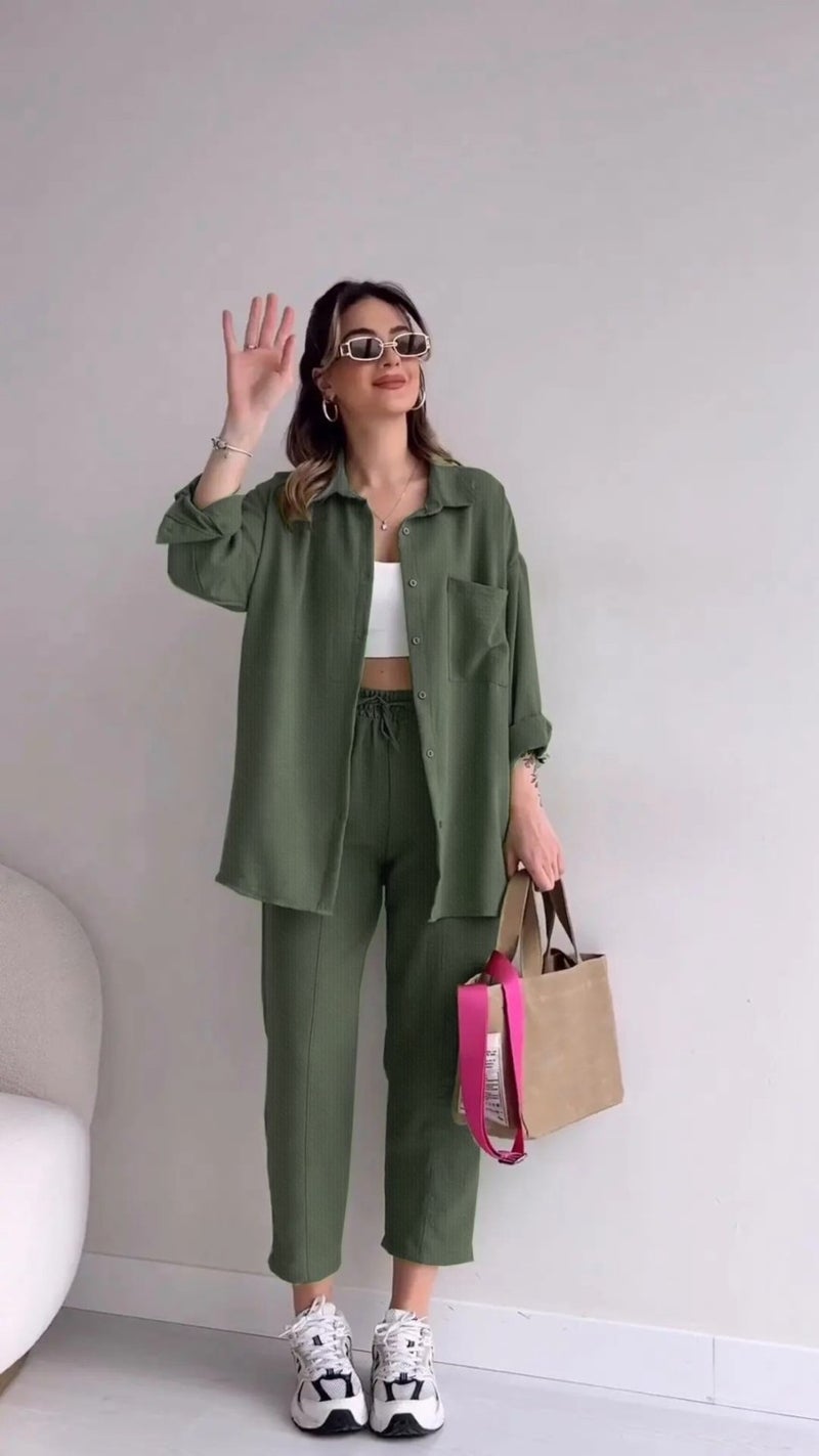 Barbora بدلة كاجوال من قطعتين قماشية بنطلون قميص LN21HAKI  - Image 1