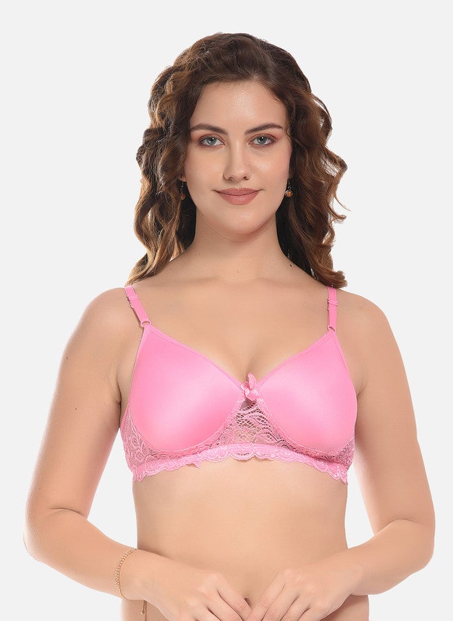 FIMS Blue & Pink Pack of 4 Cotton Solid Lightly Padded Bra - Image 3