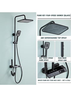MODI Black Shower System with LED Digital Display Shower Faucet Set Wall Mount Rain Mixer Shower Combo Set 4 Way Shower Fixture with 12" Rain Shower Head, 3 Mode Handheld Shower, Bidet Shower  - Image 1