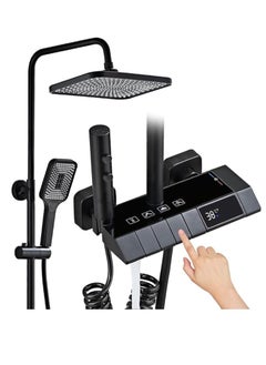 MODI Black Shower System with LED Digital Display Shower Faucet Set Wall Mount Rain Mixer Shower Combo Set 4 Way Shower Fixture with 12" Rain Shower Head, 3 Mode Handheld Shower, Bidet Shower  - Image 2