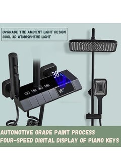 MODI Black Shower System with LED Digital Display Shower Faucet Set Wall Mount Rain Mixer Shower Combo Set 4 Way Shower Fixture with 12" Rain Shower Head, 3 Mode Handheld Shower, Bidet Shower  - Image 5