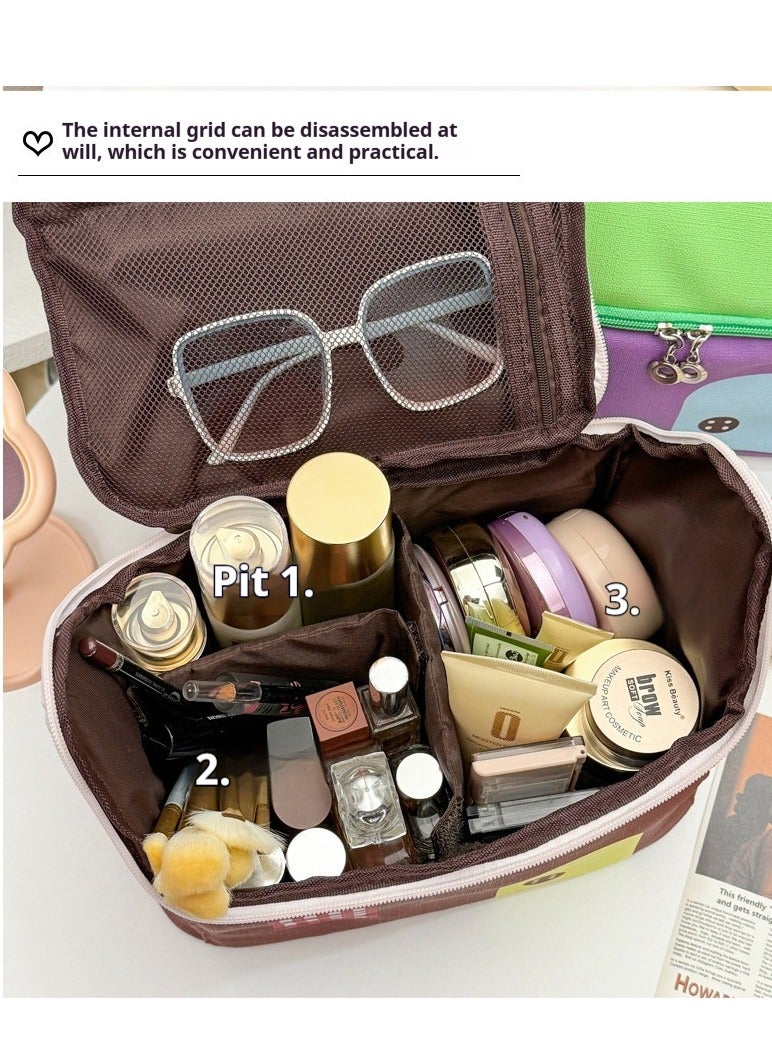 حقيبة تجميل مقاومة للماء وكبيرة السعة سهلة الحمل لحفظ متعلقات السفر، أنيقة ولطيفة - Image 5