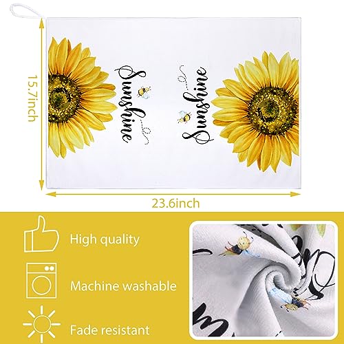 Bencailor 4 Pcs Sunflower Kitchen Towels Christmas Thanksgiving Gifts Sunflower Floral Hand Dish Towels Absorbent Yellow Fast Drying Decor Housewarming Gift for Cooking Bathroom Kitchen Decor - Image 3