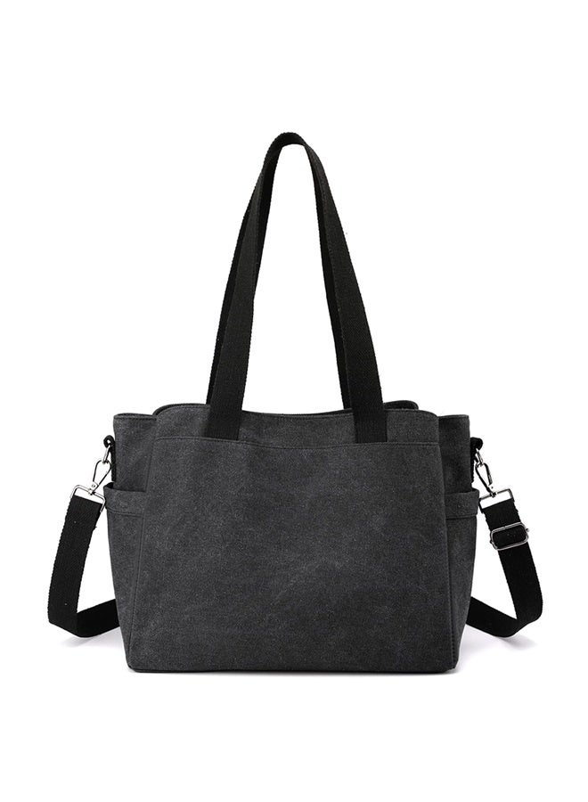 Women Shoulder Bag Crossbody Bag Canvas Handbag Top Handle Bag Casual Messenger Bag-black  - Image 1