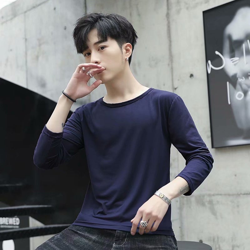 Long Sleeve T-Shirt Men'S Korean Version Of Slim Solid Color Bottoming Shirt Men'S Tide Supply A Generation Of Large Favorably - Image 5